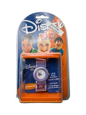 Vintage Disney Kid Wrapstrap Watch NOS Sealed Blister‎ Pack Y2K 30M Purple